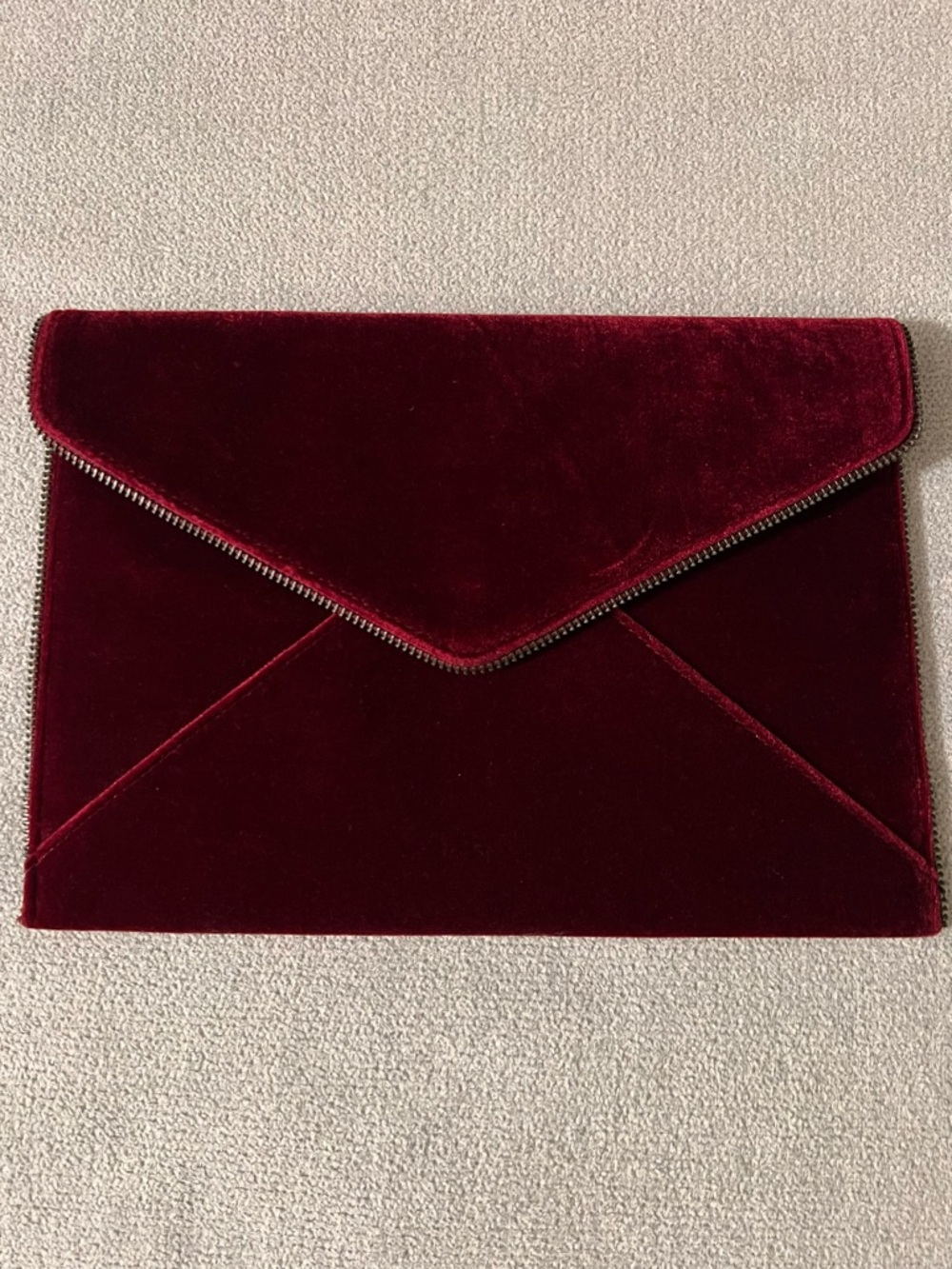 Rebecca Minkoff Burgundy Velvet Envelope Clutch